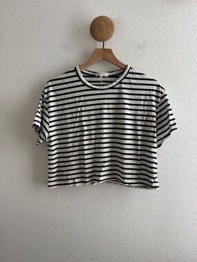 rag & bone Womens Boxy Cropped Striped Tee